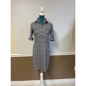 J. McLaughlin Lawrence Shirt Dress S – Catalina Cloth Geometric Print 3/4 Sleeve